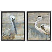 Stupell Industries Sea Birds Abstract Beach Floater Framed Art Set