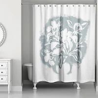 Blue Spray Paint Floral 71" x 74" Shower Curtain