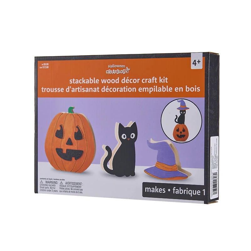 Jack-o'-Lantern & Witch Cat Stackable Wood Décor Craft Kit by Creatology™