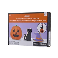 Jack-o'-Lantern & Witch Cat Stackable Wood Décor Craft Kit by Creatology™