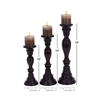 Black Mango Wood Farmhouse Candle Holder Set, 3ct.