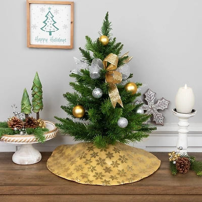 20" Gold Sequin Snowflake Mini Tree Skirt