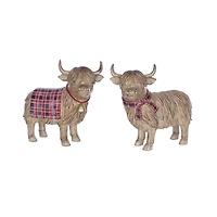 7.75" Winter Highland Cow Figurines Set