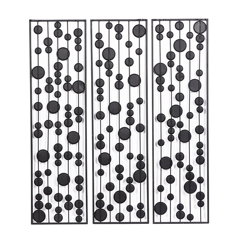 36" Black Metal Glam Abstract Panel Wall Décor Set, 3ct.