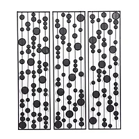 36" Black Metal Glam Abstract Panel Wall Décor Set, 3ct.