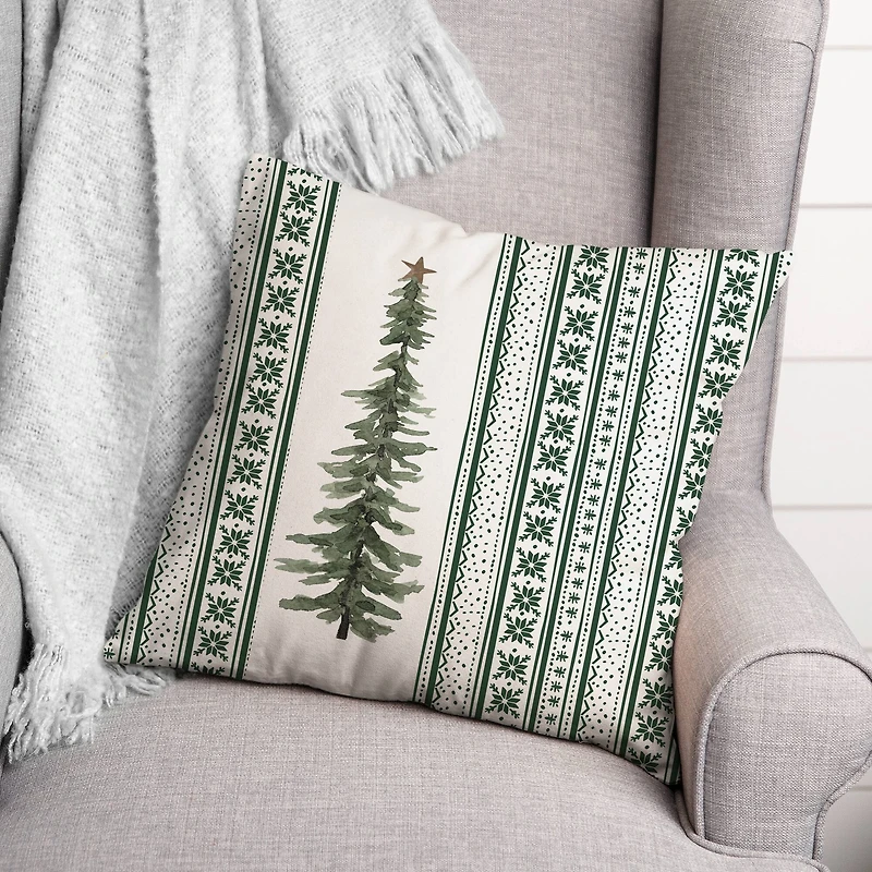 Green Christmas Tree Throw Pillow