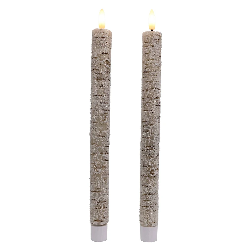 10.5" Frosted Birch LED Wax Taper Candles, 2ct. by Ashland®