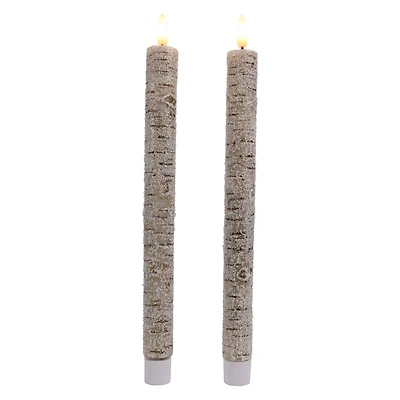 10.5" Frosted Birch LED Wax Taper Candles, 2ct. by Ashland®