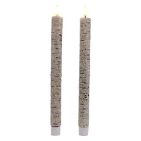 10.5" Frosted Birch LED Wax Taper Candles, 2ct. by Ashland®
