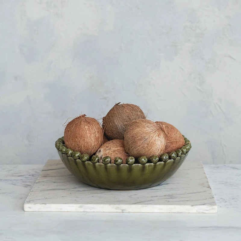 Hello Honey® 16.5" Green Round Hobnail Terra Cotta Decorative Bowl