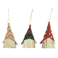 Set of 3 Wooden Gnomes Christmas Ornaments 4"