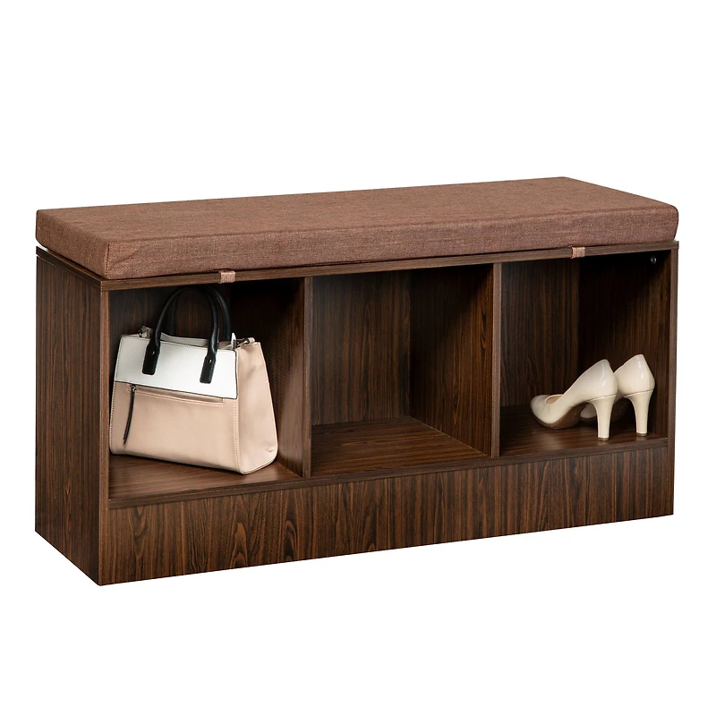 Honey Can Do Deep Espresso Entryway Bench with Storage Shelves