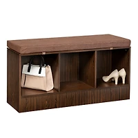 Honey Can Do Deep Espresso Entryway Bench with Storage Shelves