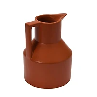 6" Orange Stoneware Watering Pitcher Vase with Handle