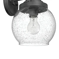 Hello Honey® Bertram Distressed Zinc Industrial Lantern Seedy Glass Globe & Metal Wall Mounted Outdoor Light