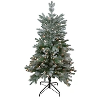 4.5ft. Pre-Lit Real Touch™️ Flocked Whistler Noble Fir Artificial Christmas Tree, Clear Lights