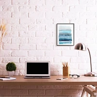 Stupell Industries Blue & Gray Ombre Abstract Lines Wall Art in Black Frame