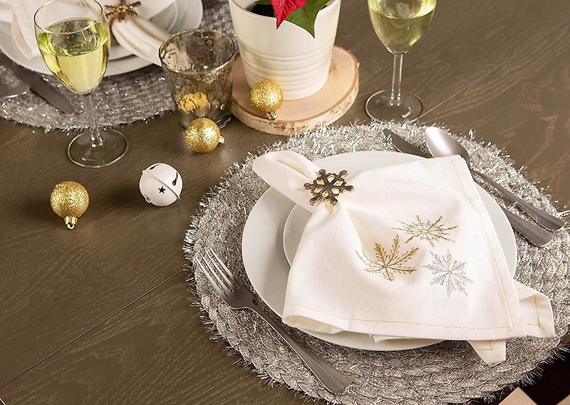 DII® Silver Round Polypropylene Woven Tinsel Placemat (Set of 6)