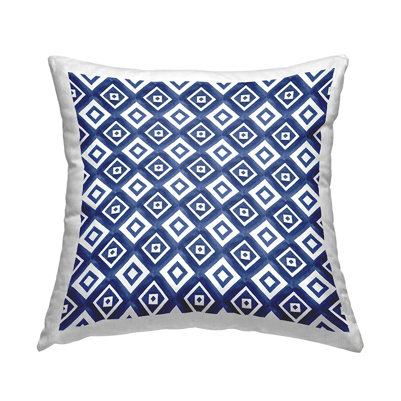Stupell Industries Blue White Geometric Boho Shapes Pattern Throw Pillow, 18" x 18"