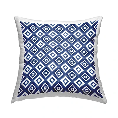 Stupell Industries Blue White Geometric Boho Shapes Pattern Throw Pillow, 18" x 18"