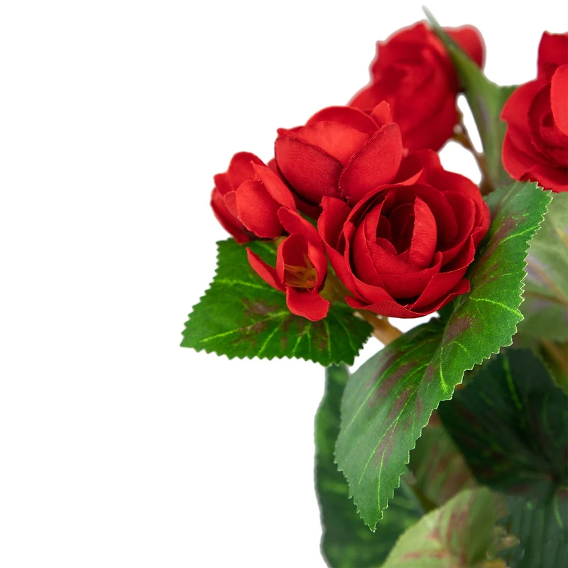 11" Red Potted Silk Begonia Floral Arrangement