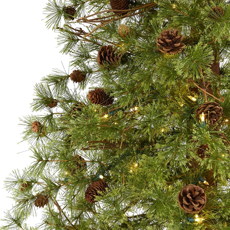 8ft. Pre-Lit Wyoming Alpine Artificial Christmas Tree, Clear LED Lights