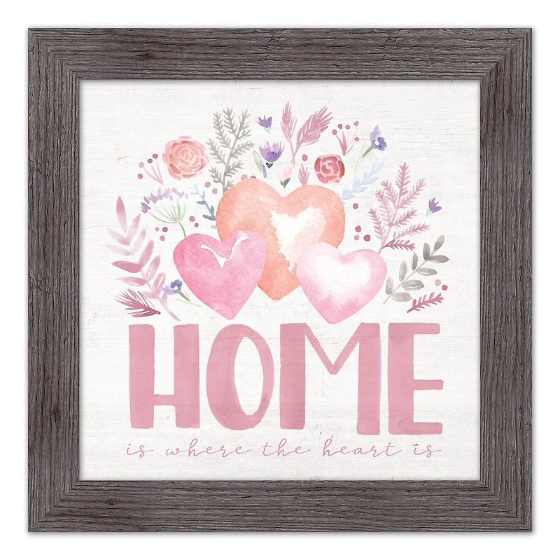 Home Where Heart Is Floral Western Gray Framed Print