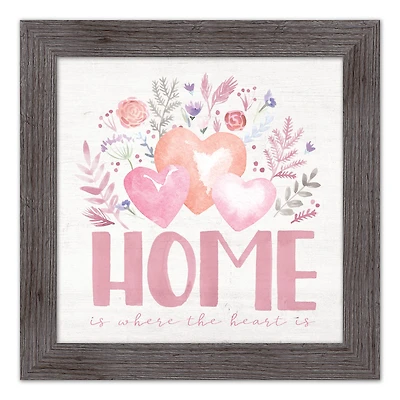 Home Where Heart Is Floral Western Gray Framed Print