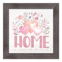 Home Where Heart Is Floral Western Gray Framed Print