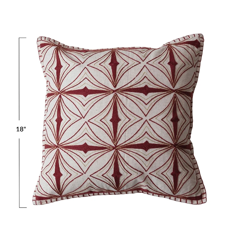 Hello Honey® 18" Cream & Burgundy Embroidered Accent Pillow