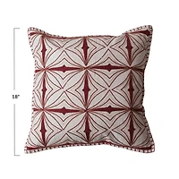 Hello Honey® 18" Cream & Burgundy Embroidered Accent Pillow