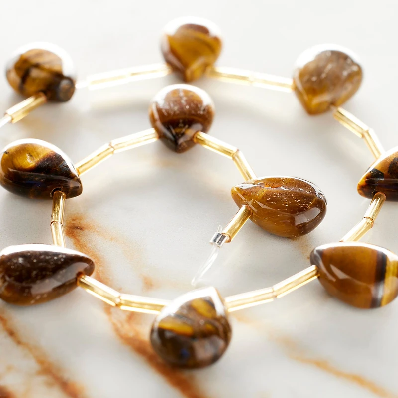 12 Pack: Brown Tiger's Eye Teardrop Beads by Bead Landing™, 14mm