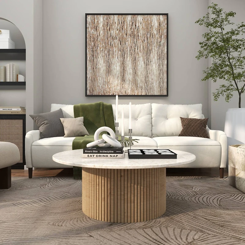 10" White Marble 3 Link Chain Sculpture Décor