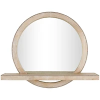 36" Light Brown Wall Mirror with Silver Beaded Outline