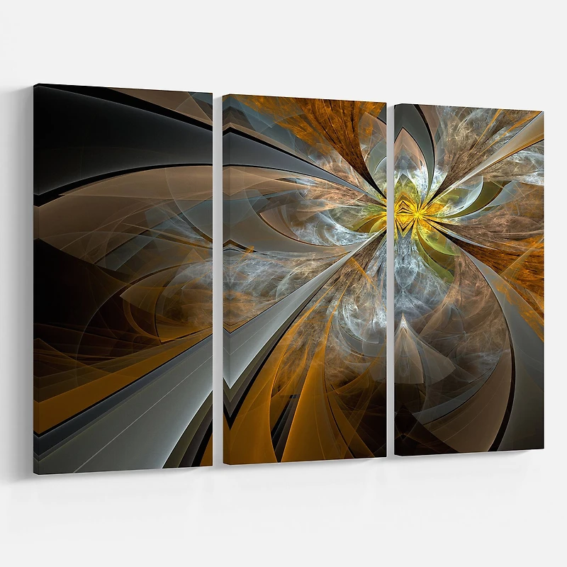 Designart - Symmetrical Yellow Fractal Flower