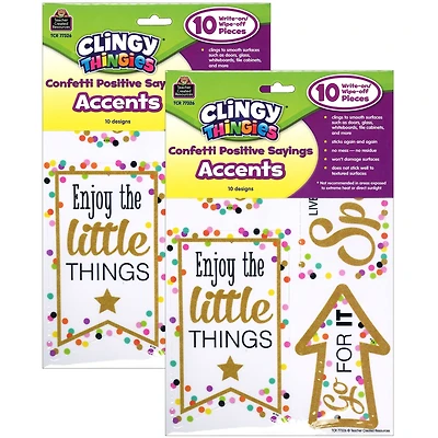 Teacher Created Resources® Clingy Thingies® Confetti Positive Sayings Accents, 2 Packs of 10