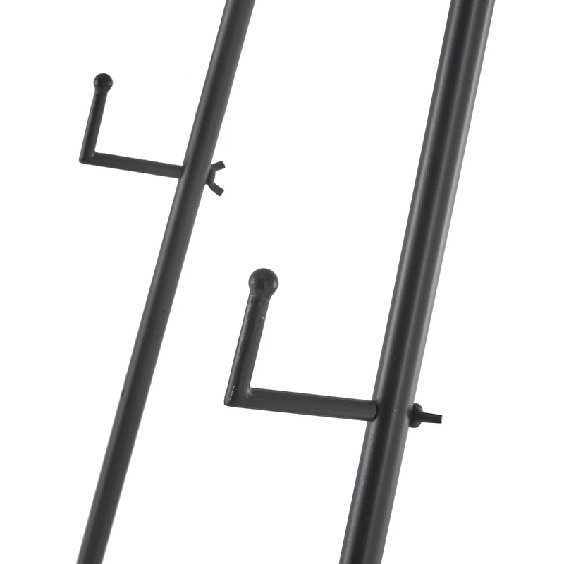 53.5" Black Metal Slim Foldable 2-Tier Easel with Wrapped Rattan Accents