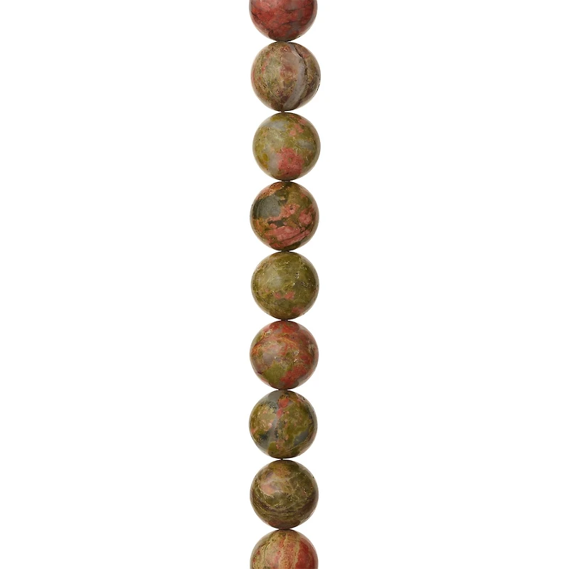 12 Pack:  Green Unakite Round Beads, 12mm by Bead Landing™