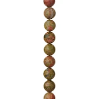 12 Pack:  Green Unakite Round Beads, 12mm by Bead Landing™