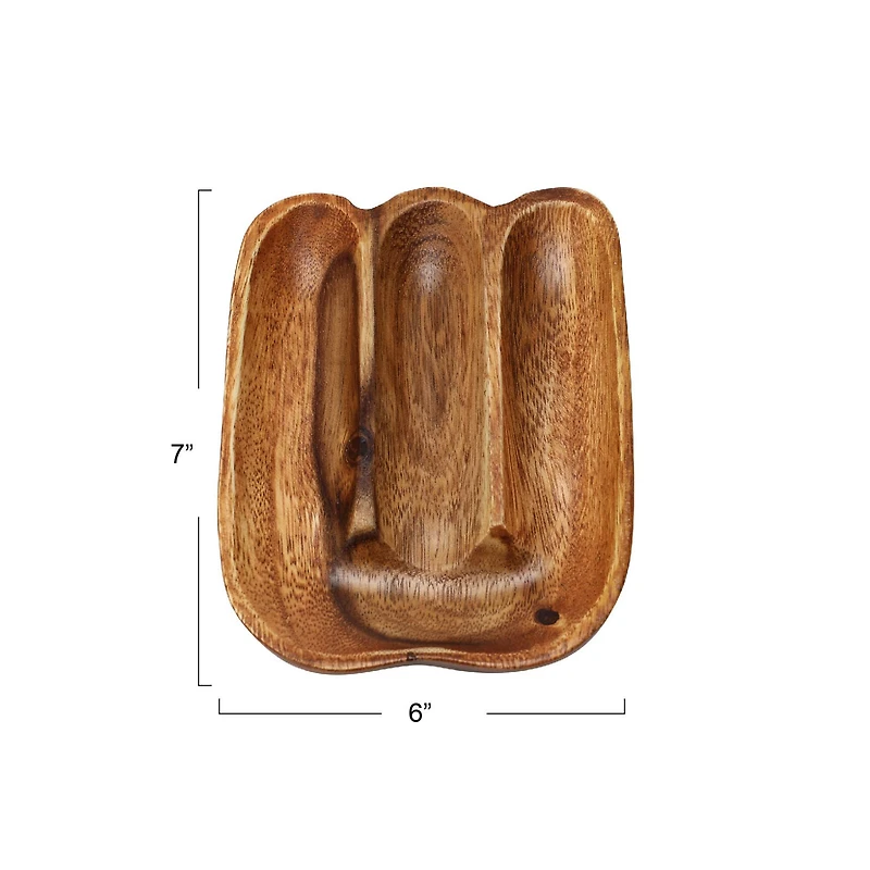 Hello Honey® 7" Natural Acacia Wood Divided Tray