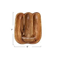 Hello Honey® 7" Natural Acacia Wood Divided Tray