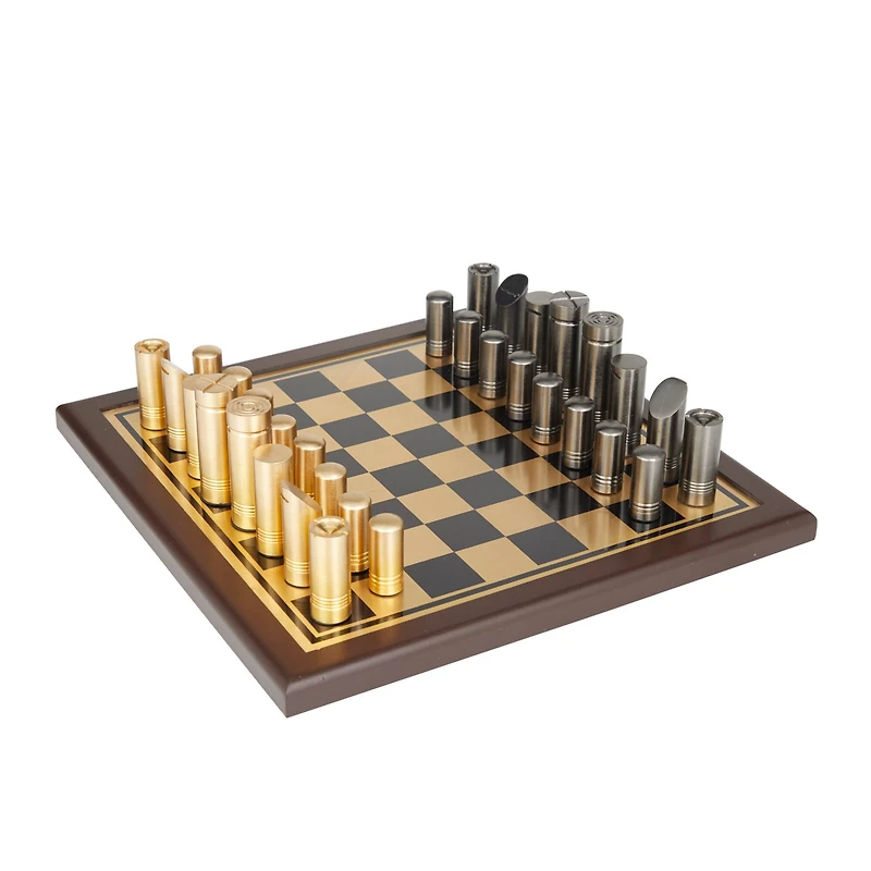 The Novogratz Gold Aluminum Contemporary Game Set, 14" x 14" x 4"