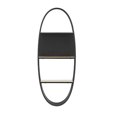 40" Black Contemporary Metal Wall Shelf
