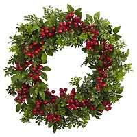 24" Berry Boxwood Wreath