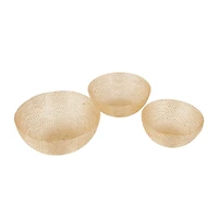CosmoLiving by Cosmopolitan Set of 3" Gold Metal Glam Decorative Bowl, 16" x 16" x 16"