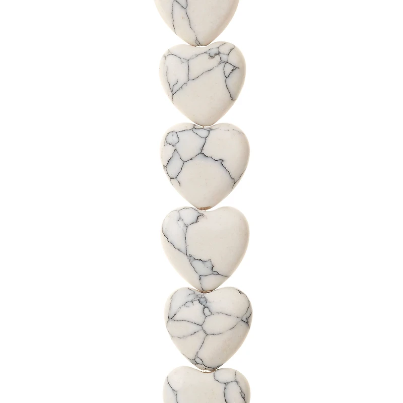 12 Packs: 9 ct. (108 total) White Howlite Heart Semi-Precious Beads, 12mm by Bead Landing™