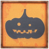 15.75" Black Jack O Lantern Silhouette Halloween Wall Hanging