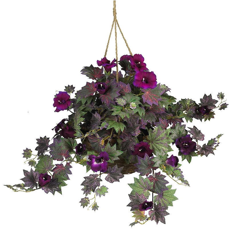 24" Purple Morning Glory Hanging Basket