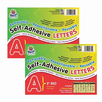 Pacon® 2" Red Puffy Font Self-Adhesive Letters, 2 Packs of 159