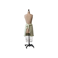 Hello Honey® Natural & Green Striped Cotton Half Apron with Ruffle
